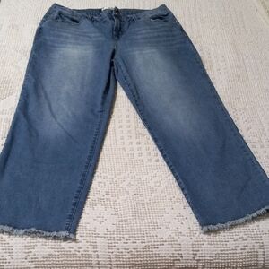 1822 Women’s Blue Wide-Leg Frayed Hem Jeans Sz.14